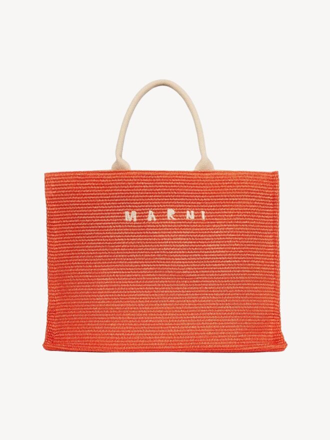 MARNI - LARGE RAFFIA TOTE BAG ORANGE