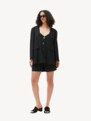 Ganni - OVERSIZE DRAPEY MELANGE BLAZER BLACK