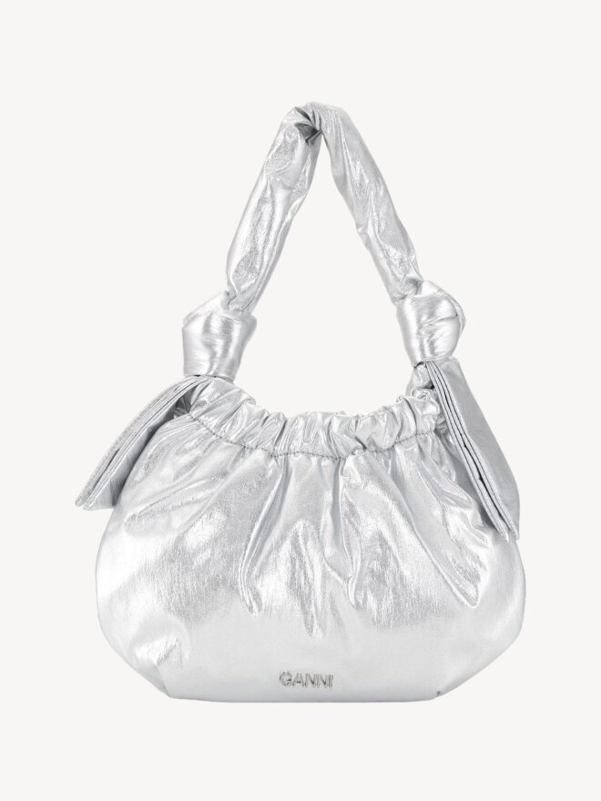 Ganni - Small Silver Occasion hobo taske 