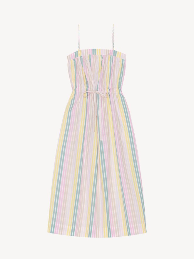 Ganni - Stripe cotton maxi strapkjole 