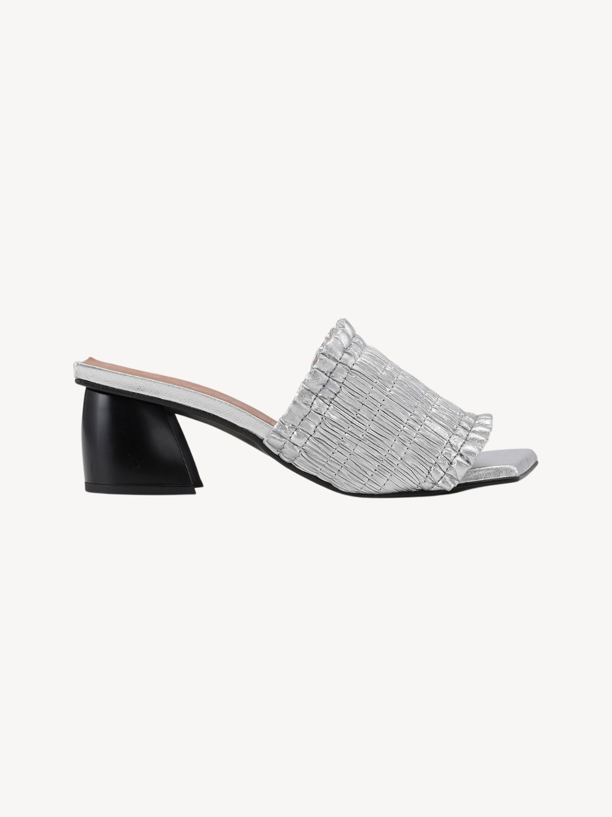 Room4 GANNI Silver Smock Kitten Heel Sandal | ROOM4.dk