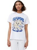 Ganni - Bright white relaxed blå love bunny t-shirt 