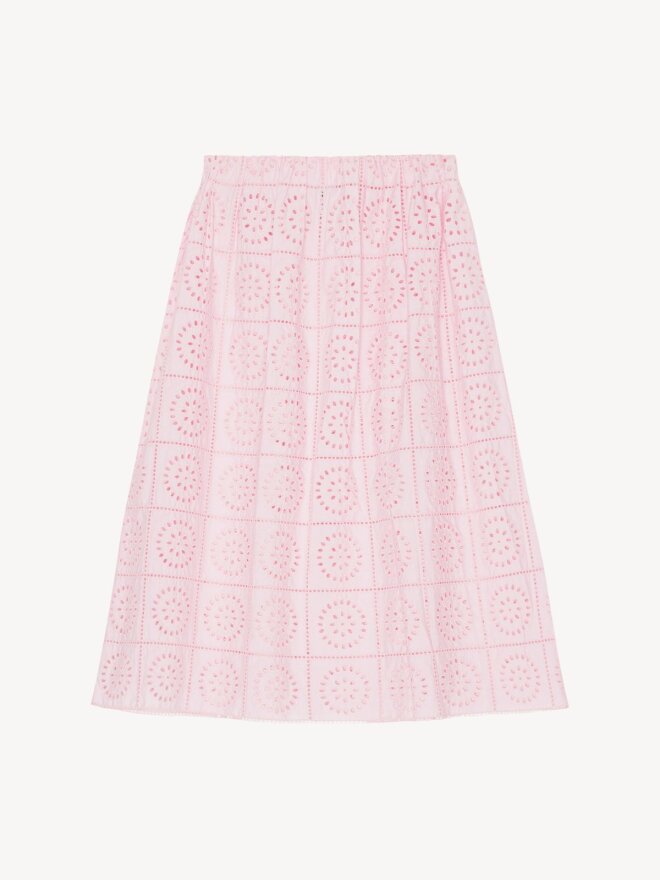 Ganni - Broderie Anglaise nederdel pink