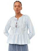 Ganni - STRIPED TWILL PEPLUM BLUSE
