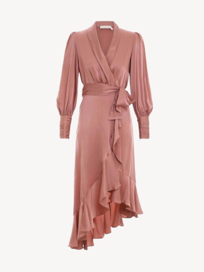 Zimmermann - Silk wrap kjole pink