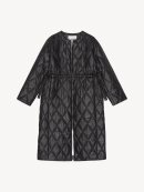 Ganni - BLACK SHINY QUILT LONG FRAKKE