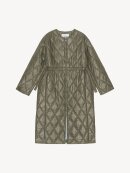 Ganni - GREEN SHINY QUILT LONG FRAKKE