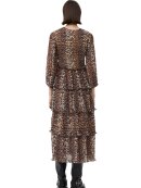 Ganni - LEOPARD GEORGETTE FLOUNCE SMOCK MIDIKJOLE