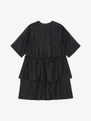 Ganni - CRINKLED GEORGETTE FLOUNCE MINIKJOLE SORT