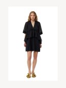 Ganni - CRINKLED GEORGETTE FLOUNCE MINIKJOLE SORT