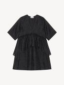 Ganni - CRINKLED GEORGETTE FLOUNCE MINIKJOLE SORT