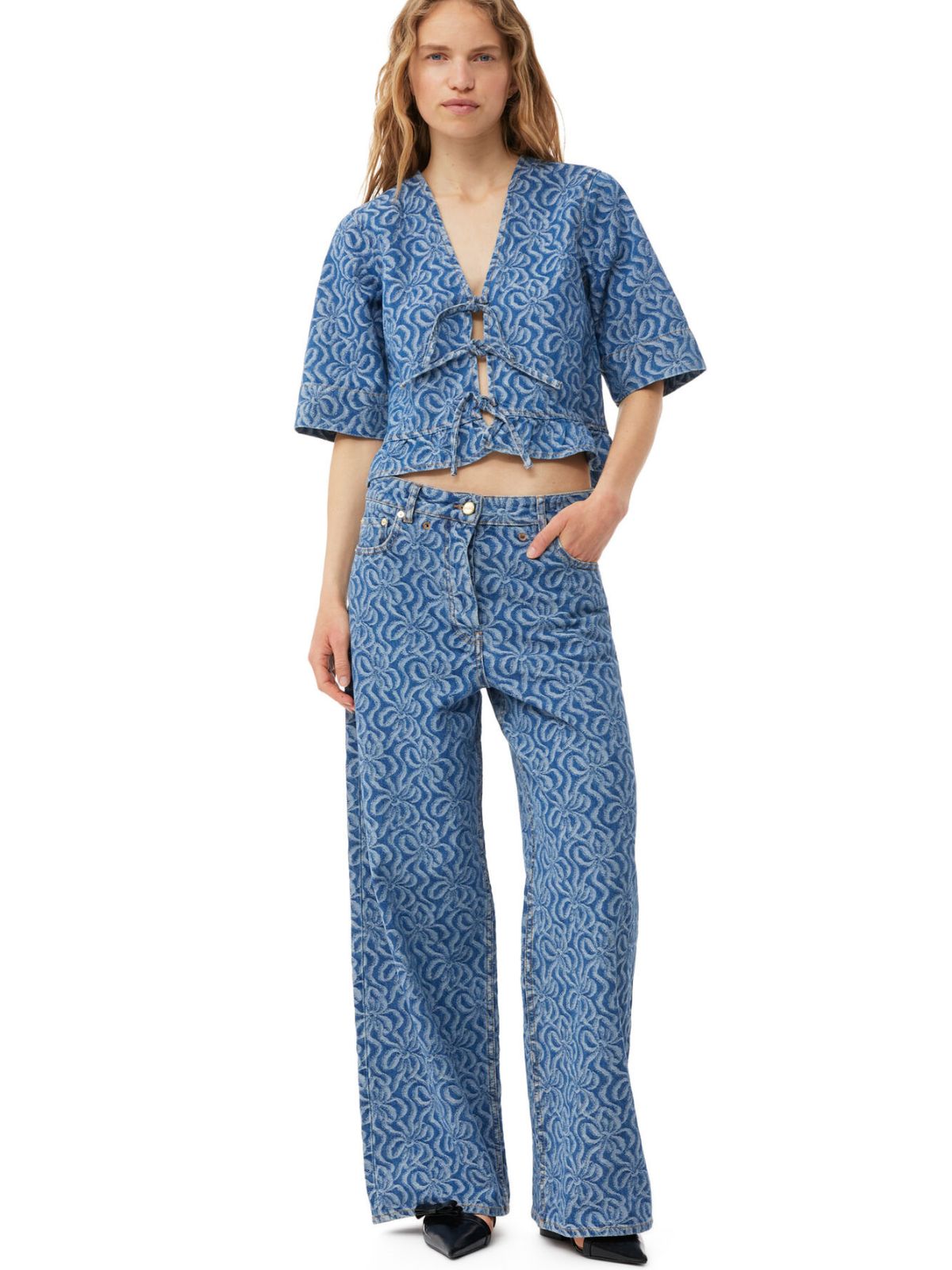 Room4 - JACQUARD WIDE DENIMBUKSER | Ganni - Shop nu > Room 4