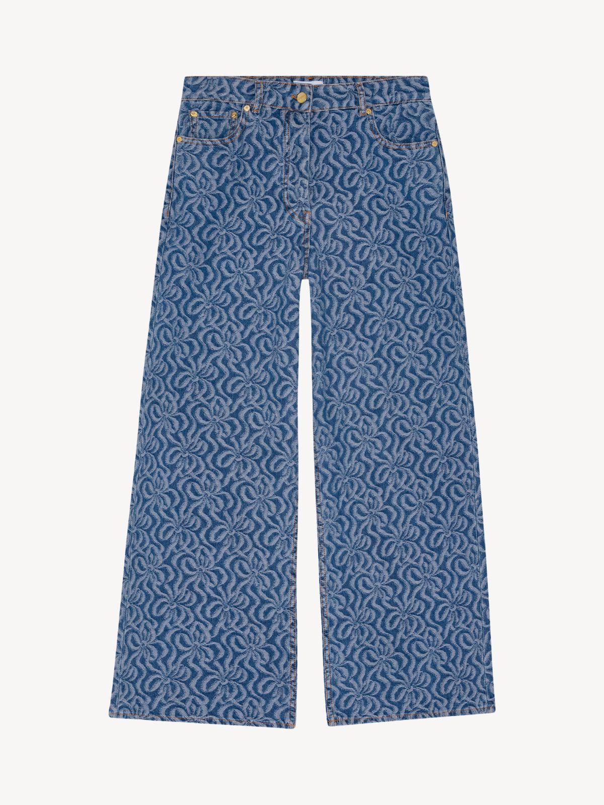 GANNI　Jacquard Denim Wide Pants Room4 - JACQUARD WIDE DENIMBUKSER | Ganni - Shop nu > Room 4