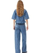 Ganni - JACQUARD DENIM FLOUNCE TIE-BLUSE