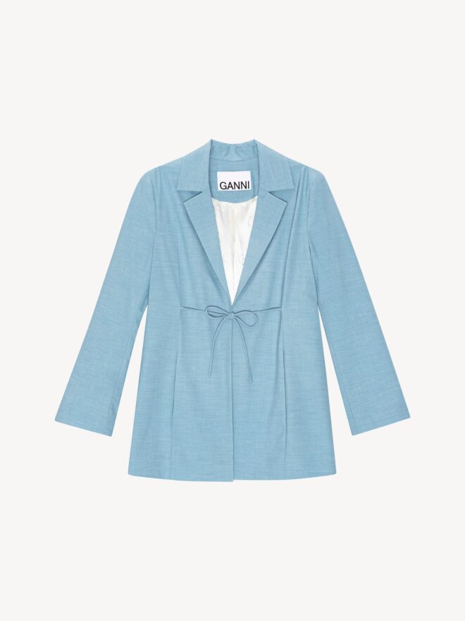 Ganni - Drapey Melange Tiestring Blazer