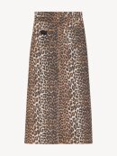 Ganni - DENIM MAXI NEDERDEL LEOPARD