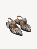 Ganni - SNAKE PRINTED CHUNKY BUCKLE BALLERINA