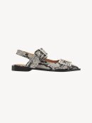 Ganni - SNAKE PRINTED CHUNKY BUCKLE BALLERINA