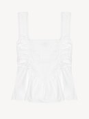 Ganni - COTTON POPLIN SMOCK STRAP TOP HVID