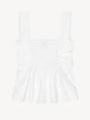 Ganni - COTTON POPLIN SMOCK STRAP TOP HVID