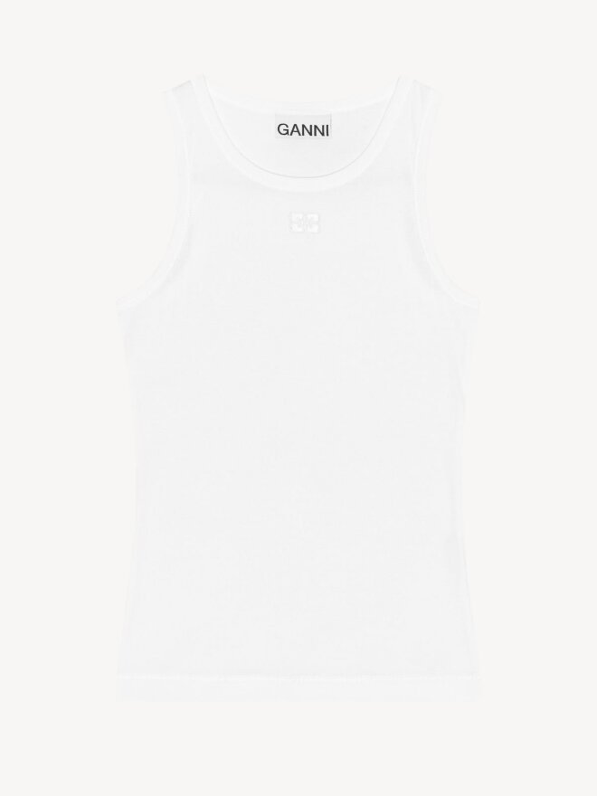 Ganni - RIB TANK TOP HVID