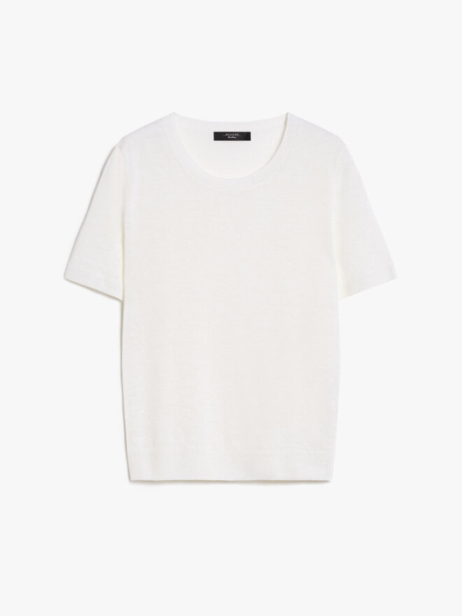 Max Mara - PANCONE STRIKKET T-SHIRT HVID