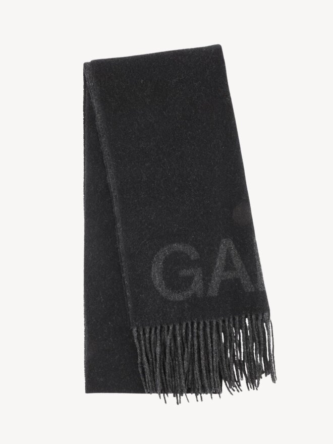 Ganni - SORT Fringed Halstørklæde