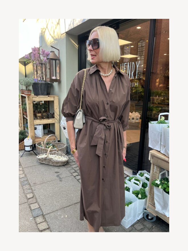 Max Mara - CATONE POPLIN SHIRT DRESS COFFEE