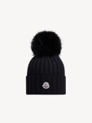 Moncler - Wool Beanie with Pom Pom BLACK