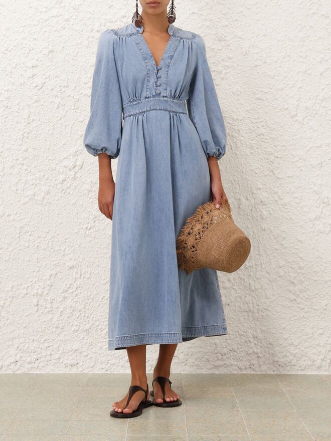 Zimmermann - LUCKY DENIM Midi Kjole