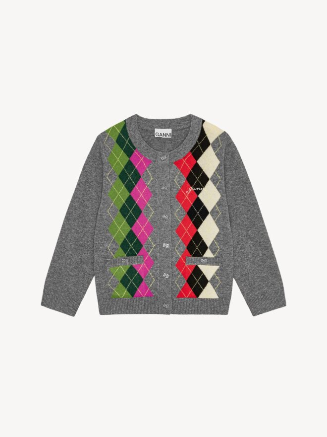 Ganni - Gråternet cardigan