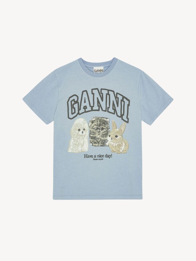 Ganni - T-shirt med dyreprint.