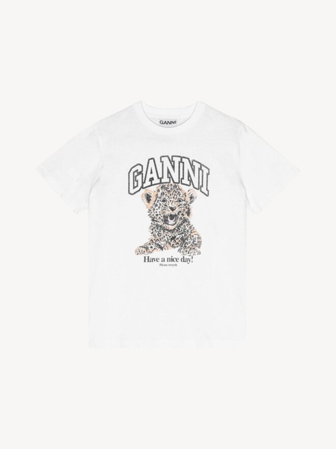 Ganni - T-shirt med leopard