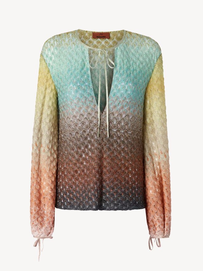 Missoni - GLIMMERBLUSE MED DYB UDSKÆRING