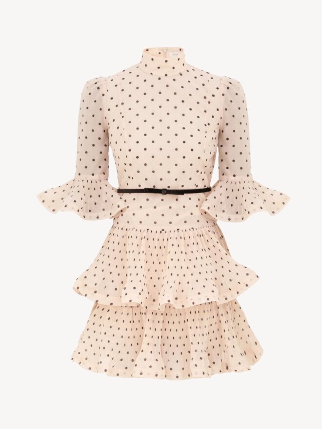 Zimmermann - PLEATED SLEEVED MINI KJOLE CREAM