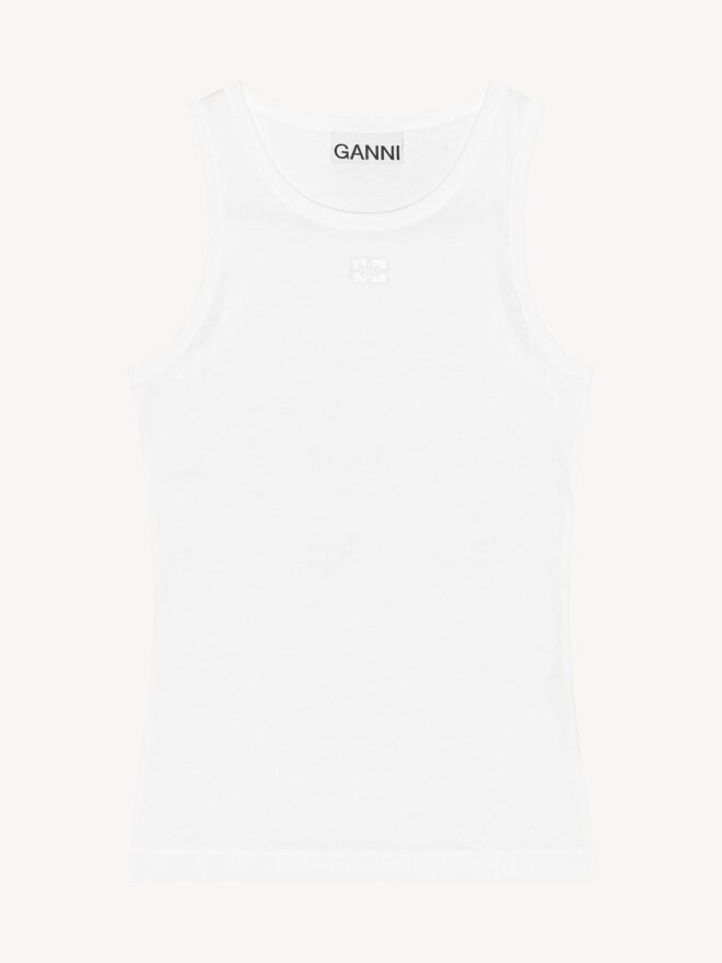 Ganni - RIB TANK TOP HVID