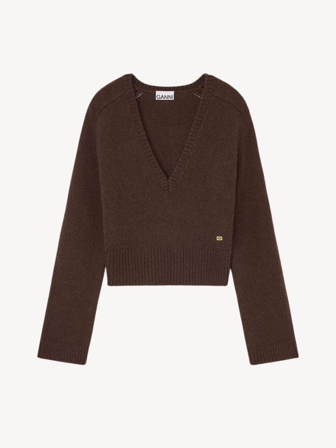 Ganni - SWEATER MED V-UDSKÆRING