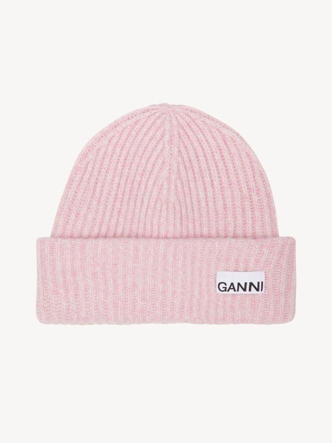 Ganni - RIBSTRIKKET HUE LILAC