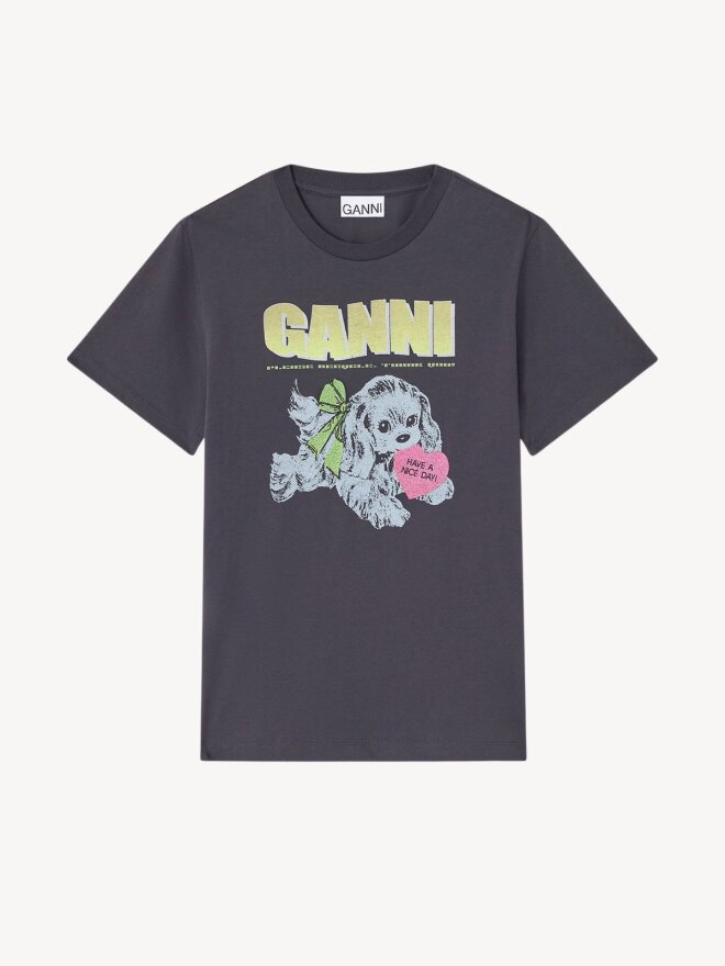 Ganni - T-SHIRT MED HVALPEPRINT