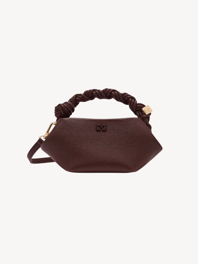 Ganni - MINI BOU BAG GRAINED COFFEE