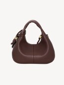 Ganni - HOBO MINI GRAINED TASKE COFFEE