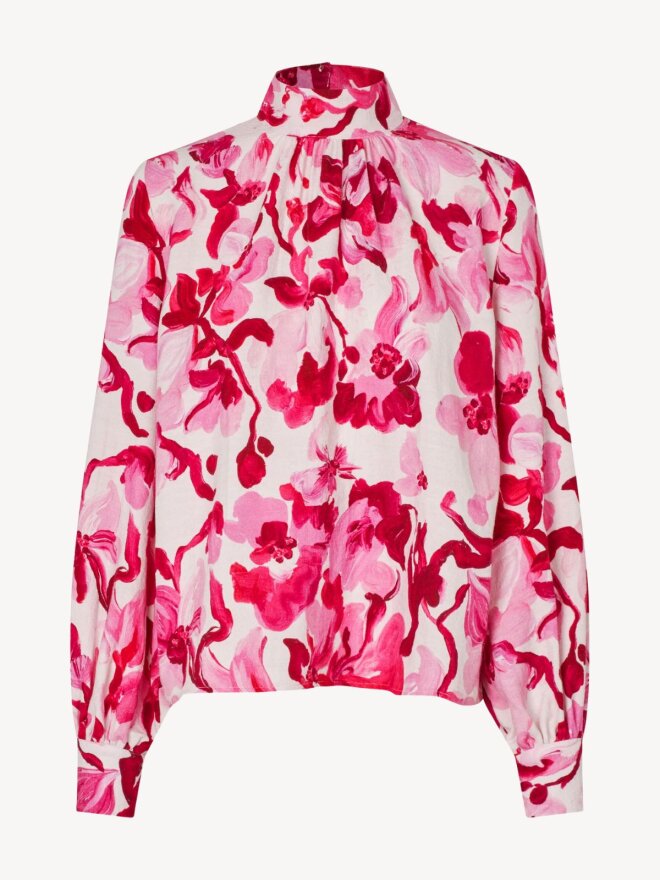 Stine Goya - HIGH NECK LONG SLEEVE TOP MAGNOLIAS