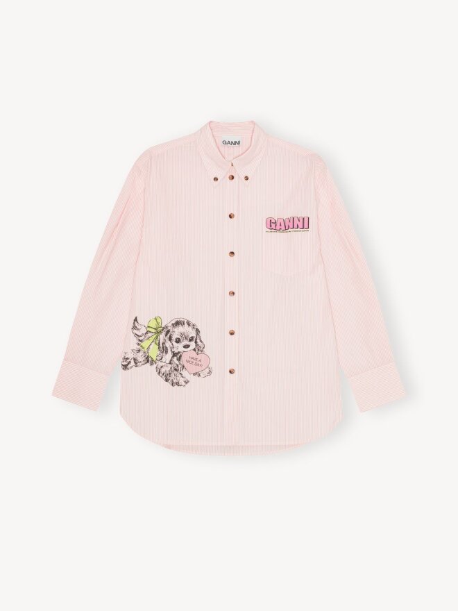 Ganni - STRIBET OVERSIZE SKJORTE