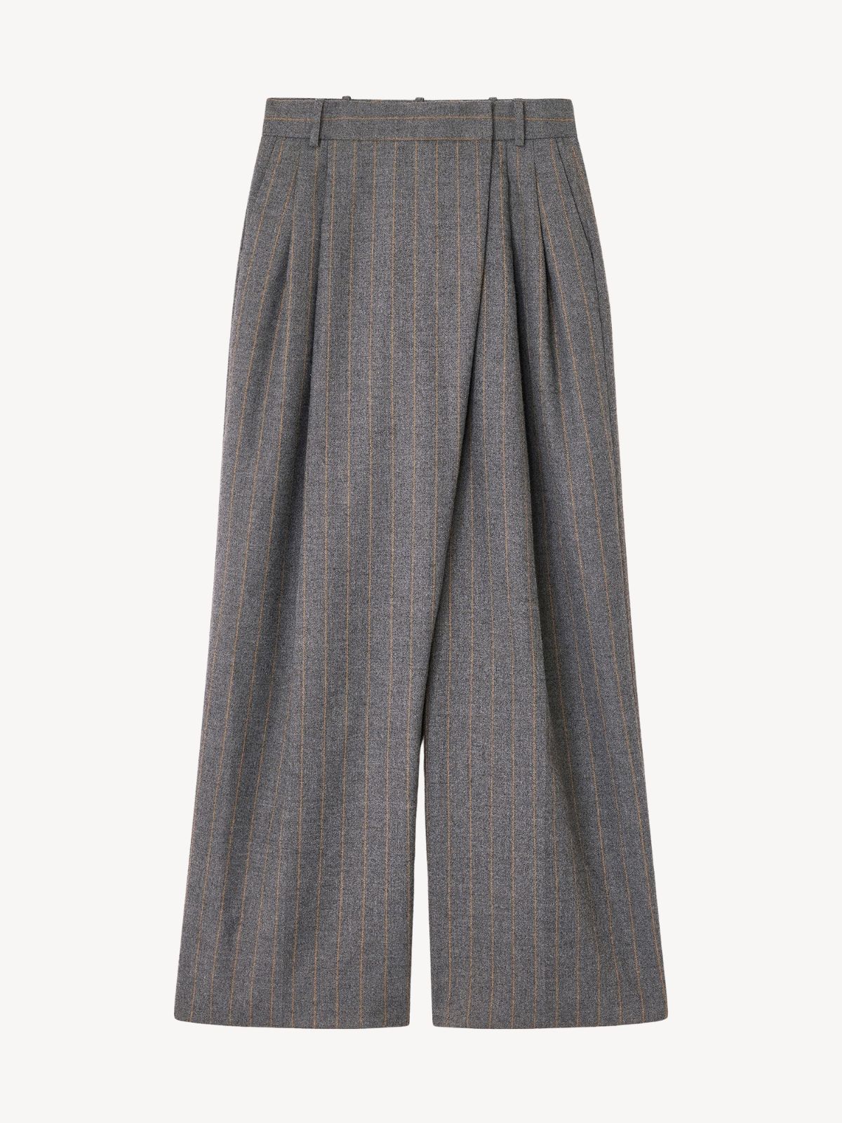 Ganni - Gråstribede bukser med krydsdetalje Ganni - Gråstribede bukser med krydsdetalje