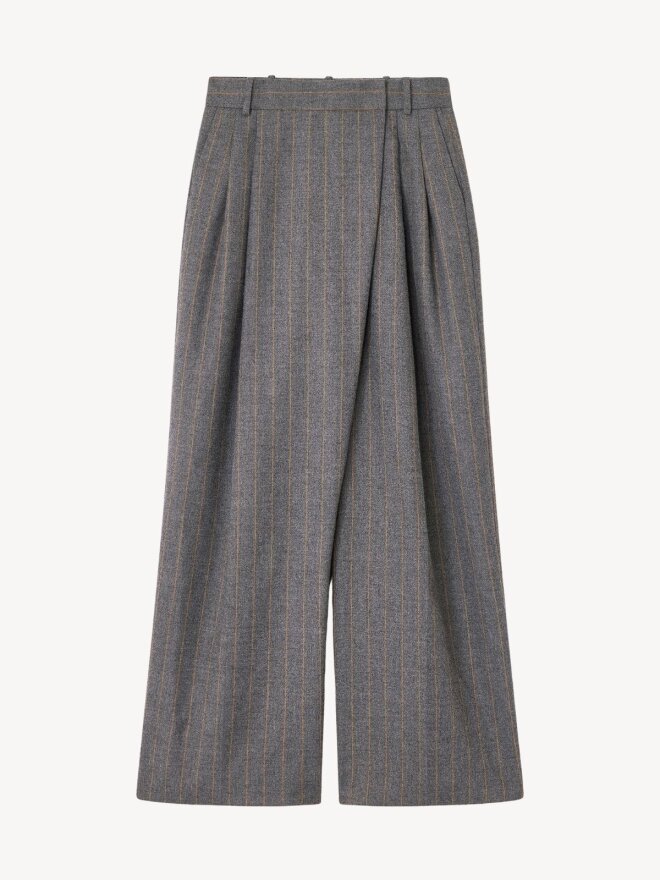 Ganni - Gråstribede bukser med krydsdetalje Ganni - Gråstribede bukser med krydsdetalje