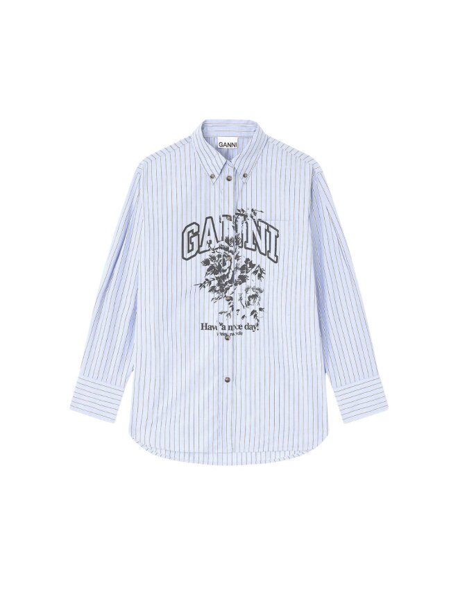 Ganni - Logo-skjorte med blå striber Ganni - Logo-skjorte med blå striber