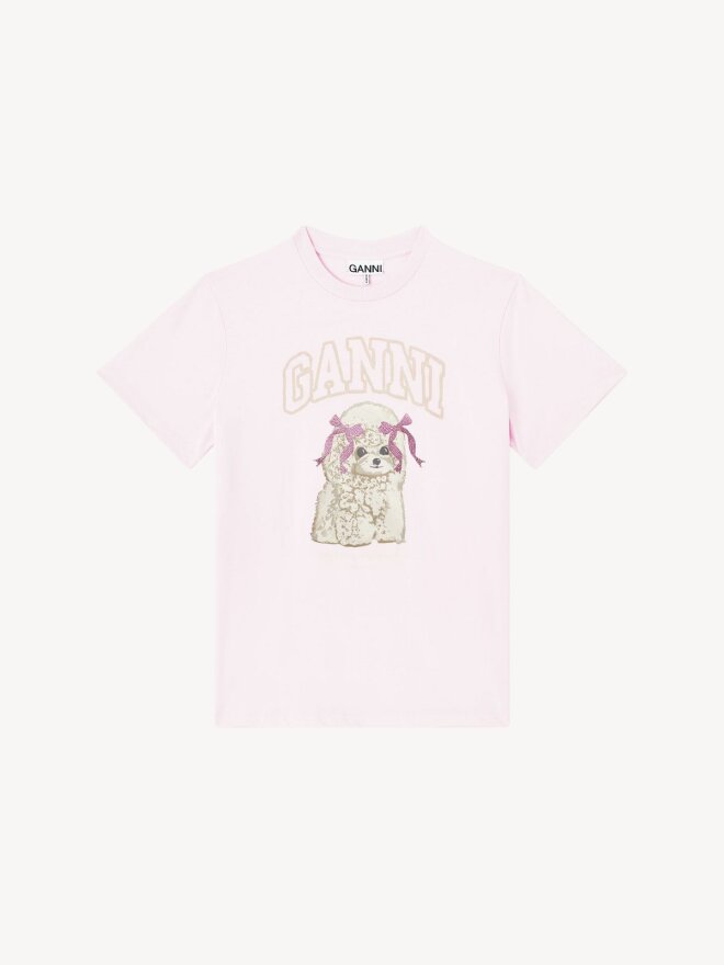 Ganni - Lyserød puddel-T-shirt