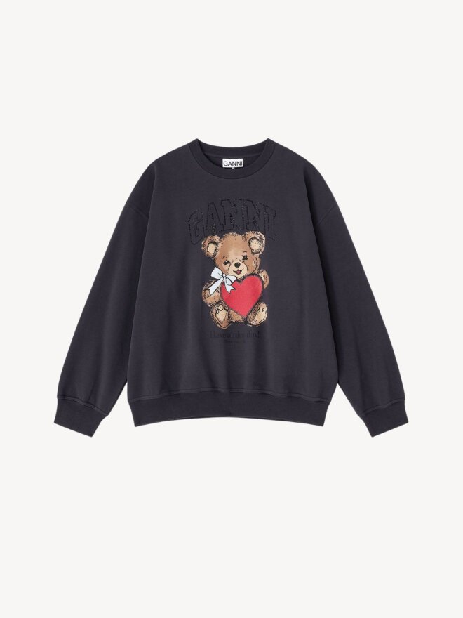 Ganni - Grå sweatshirt med bjørneprint