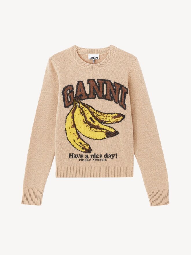 Ganni - Uldsweater med grafik