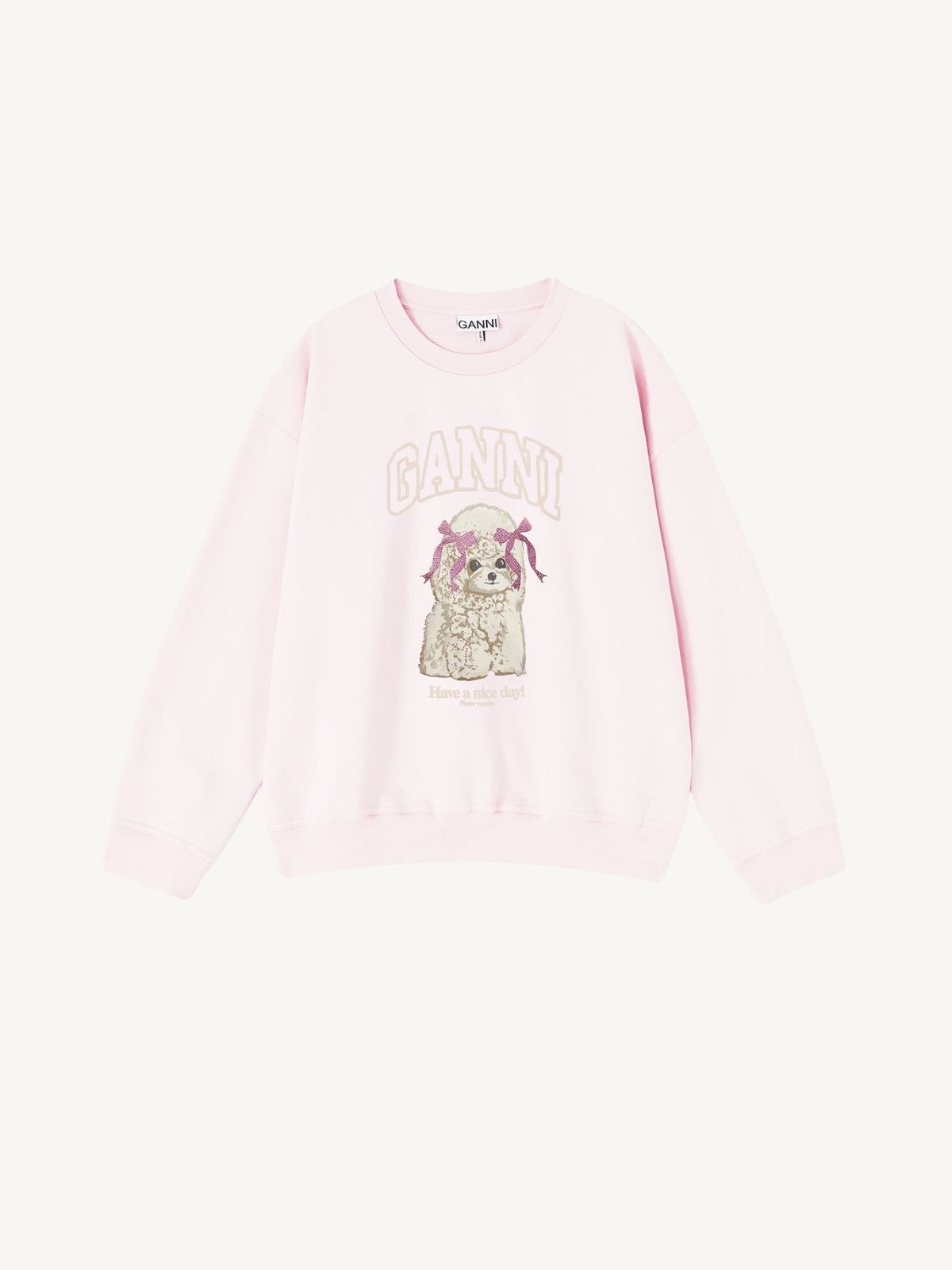 Ganni - Lyserød sweatshirt med puddel Ganni - Lyserød sweatshirt med puddel